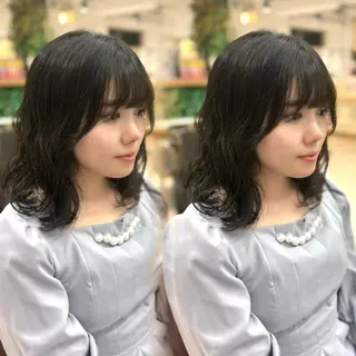 セミロング パーマ Kurumi 🩰カットモデル募集のヘアスタイル