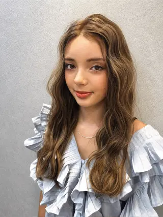 ロング カラー パーマ 平川友理💘 似合せカットカラーのヘアスタイル