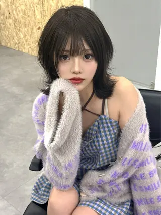 ミディアム カラー レイヤーカット 千葉　遼のヘアスタイル