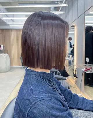 ショート オリーブベージュ/ボ ブ縮毛矯正たまき🧡のヘアスタイル
