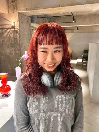 セミロング カラー パーマ 宮川 日菜子のヘアスタイル