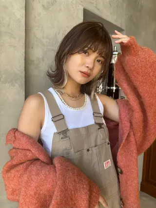 ミディアム カラー 廣瀬双葉 ボブ/ミディアムのヘアスタイル