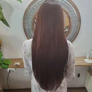 ロング カラー パーマ 韓国風レイヤーカット 上手く丁寧早い/マツのヘアスタイル