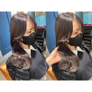 カラー 🩵盛れる顔周り/ 艶カラーemi🩵のヘアスタイル