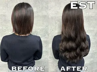 ロング メンズ ヘアアレンジ カラー 外れにくいエク💚 EST梅田TAKIのヘアスタイル