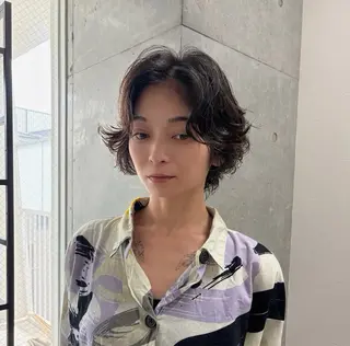 ショート パーマ 🌀くせ毛風 ナチュラルパーマ優吉のヘアスタイル