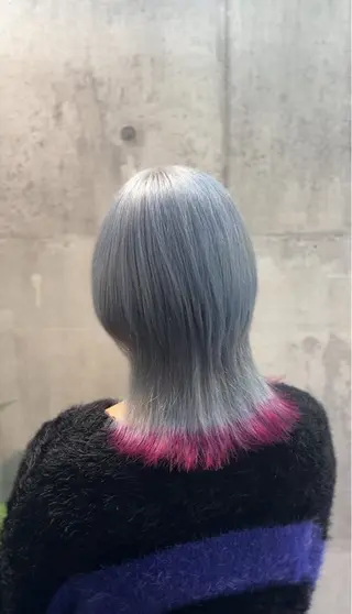 ミディアム ハイトーン/メンズ/ ウルフ特化 小松のヘアスタイル