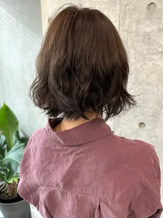 ミディアム パーマ ボブ/ゆるふわ ボブパーマ/とういのヘアスタイル