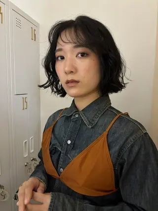 カラー パーマ ブリーチなしカラー/ ボブ//おとは🌱のヘアスタイル