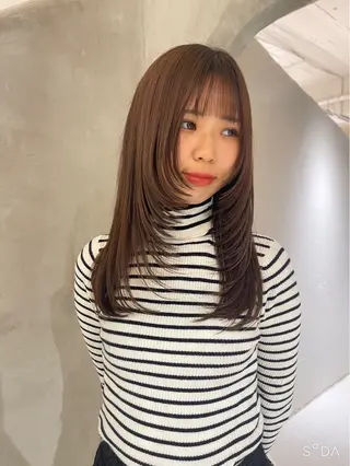 セミロング 横浜/メンズカット 曲がる縮毛矯正のヘアスタイル