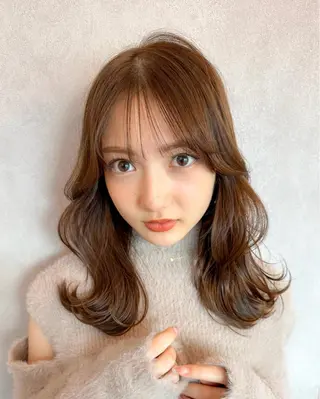 セミロング カラー 新宿/韓国風レイヤー 髪質改善/渋谷直樹のヘアスタイル