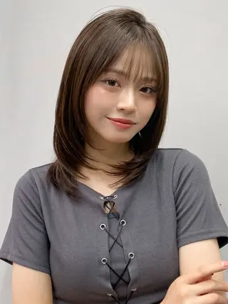 セミロング カラー レイヤー×縮毛矯正✨ 髪質改善/佐藤侑哉のヘアスタイル