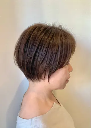 ショート カラー ブリーチなしベージュ 特化 松村 茶屋町のヘアスタイル