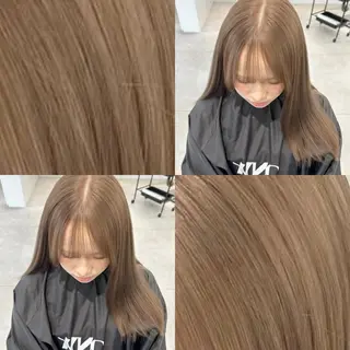 ロング カラー saho😶️️꙳⟡ ミルクティーベージュのヘアスタイル