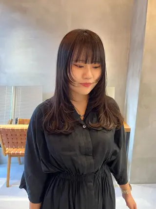 セミロング カラー 縮毛矯正ボブ&顔まわ レイヤー♡TOMOEのヘアスタイル