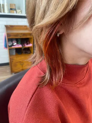 セミロング カラー 菊池 栄里奈のヘアスタイル