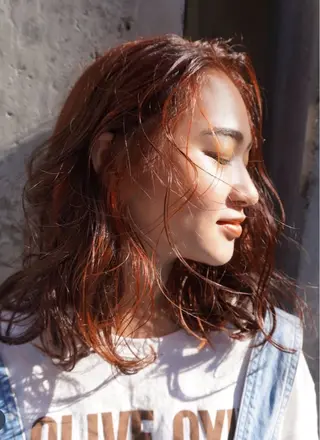 セミロング カラー パーマ 似合わせ提案 セミナー講師美容師のヘアスタイル