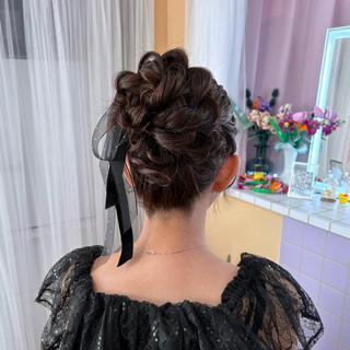 セミロング ヘアアレンジ 美の間 杏寿 ヘアセットサロンのヘアスタイル
