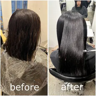 セミロング カラー パーマ ✨髪質改善矯正× ブリーチ✨YU-KIのヘアスタイル
