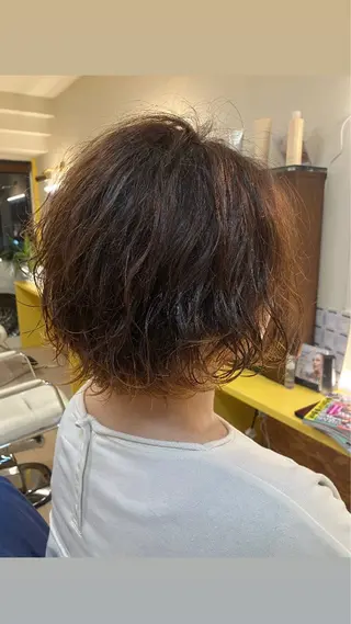 ミディアム カラー パーマ 横田 尚登のヘアスタイル