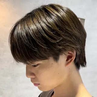 ショート カラー パーマ メンズ キッズ センターパート マスターかずまのヘアスタイル