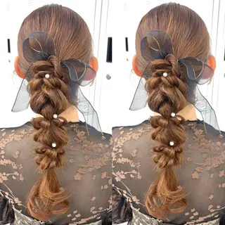 ロング ヘアアレンジ ヘアメ🎀ハイトーン 🩵エクステ🪄しほのヘアスタイル