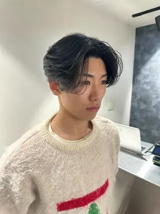 ミディアム パーマ メンズ 💈ニュアンスパーマ センターパート💈のヘアスタイル