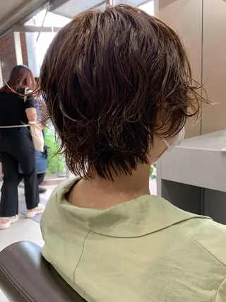 ショート カラー パーマ ボブパーマコテ巻き風 パーマNo1深江秀平のヘアスタイル