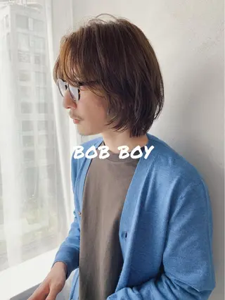 ミディアム カラー パーマ ボブパーマコテ巻き風 パーマNo1深江秀平のヘアスタイル