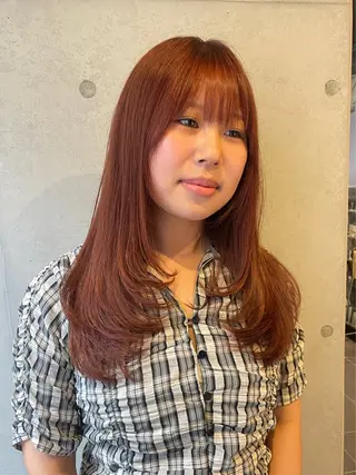 セミロング カラー 韓国レイヤー/透明感 カラー/RIN🎀のヘアスタイル