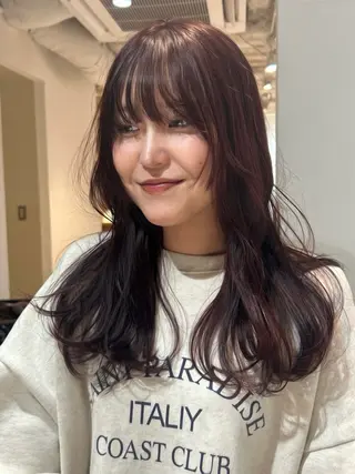 セミロング カラー パーマ ヘアアレンジ メンズ レイヤー/透明感/ ブリーチなし/わかなのヘアスタイル
