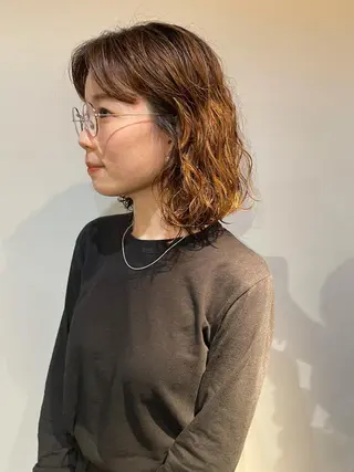 ミディアム カラー パーマ キッズ オトナヘア🌸 harukaのヘアスタイル