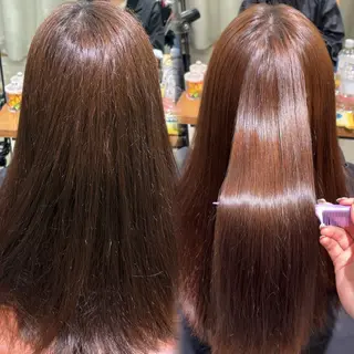 セミロング パーマ 艶カラー／縮毛矯正 ／kana‎🤍のヘアスタイル