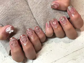 ネイル 韓国/ワンホン/長さ 出しつけ放題🎀のネイルデザイン