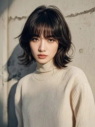 ミディアム ウルフカット 811 大阪梅田 ウルフのヘアスタイル