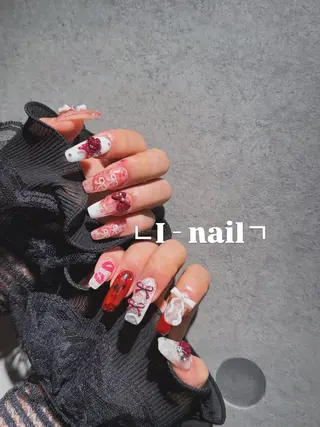 ネイル I-nailロング /ワンホン/キラキラのネイルデザイン