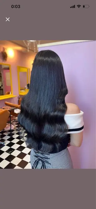 ロング カラー＋ちび編み込み エクステ梅田🐨のヘアスタイル