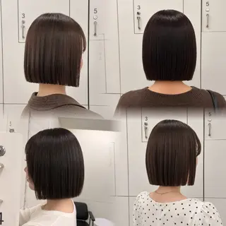 ミディアム カラー mei タッセルボブ 縮毛矯正🧚♂️のヘアスタイル