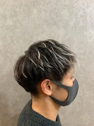 ミディアム メンズパーマ 白子 波巻き/ツイスパ 怜のヘアスタイル
