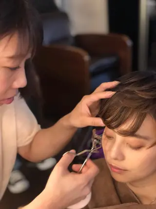 ミディアム カラー パーマ ヘアアレンジ メンズ キッズ ネイル マツエク・マツパ premier modelsのヘアスタイル