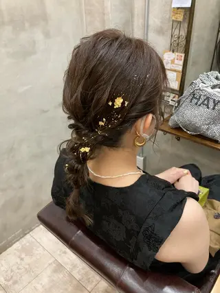 セミロング ヘアアレンジ カット スパのヘアスタイル