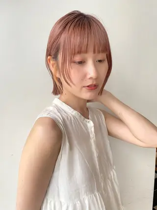 ショート カラー 顔まわり🥨レイヤー /透明感/水口舞奈のヘアスタイル