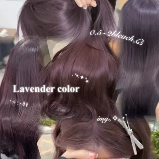 セミロング カラー ヘアアレンジ 🤍淡色ピンク&ラベ ンダーYUKI🤍のヘアスタイル