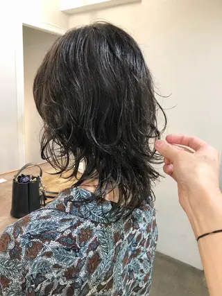ミディアム パーマ 千葉 郁也のヘアスタイル