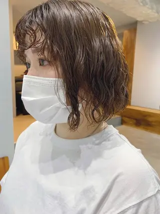 ミディアム パーマ ボブパーマコテ巻き風 パーマNo1深江秀平のヘアスタイル