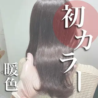 セミロング カラー パーマ ヘアアレンジ ネイル マツエク・マツパ 韓国風ベージュ🤎 赤みなし🌿横浜🤎のヘアスタイル