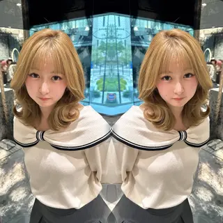ミディアム カラー もえな /カラー/ハイトーンのヘアスタイル