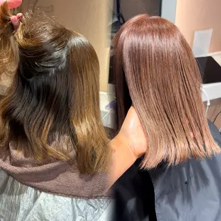 ミディアム カラー 【大阪】縮毛矯正×ハ イトーン✨のヘアスタイル