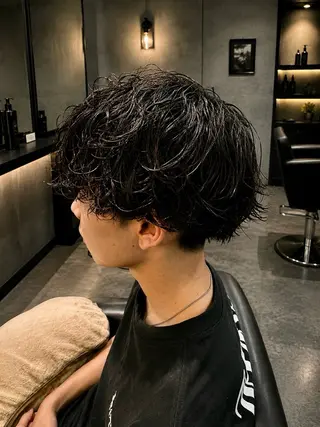 ミディアム パーマ メンズ メンズカット/シャド ウパーマ/URYUのヘアスタイル