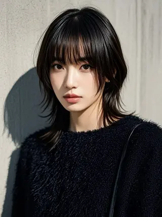 ミディアム ウルフカット 811 大阪梅田 ウルフのヘアスタイル